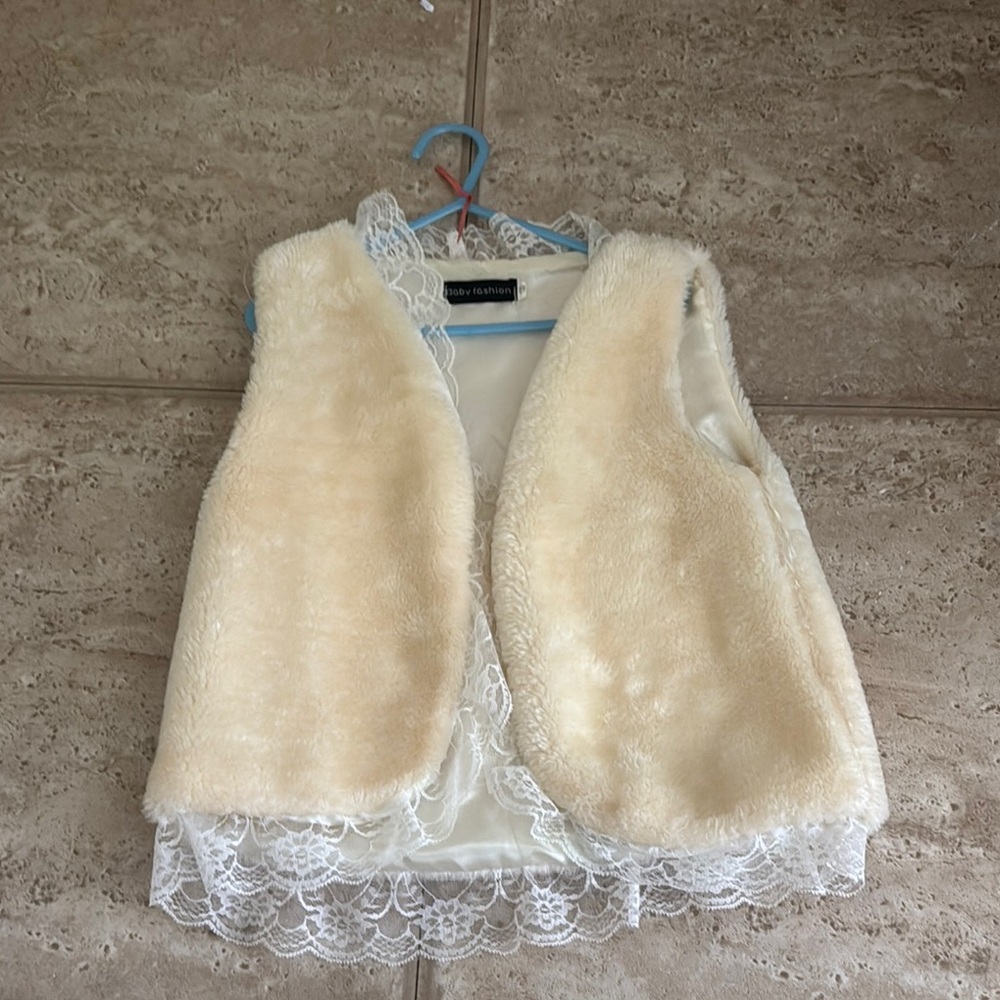 Baby Phat Cream Faux Fur Vest for Kids
